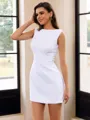 Enchanting A-line Scoop Short/Mini Satin Dress