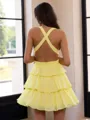 Breathtaking A-line Halter Cascading Ruffles Short/Mini Chiffon Dress