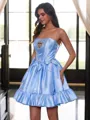 Luxurious A-line Straight Bow Short/Mini Corset Dress