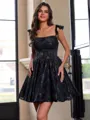 Show-stopping A-line Square Pleated Short/Mini Lace Corset Dress