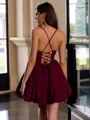 Magnificent Ball-Gown Spaghetti Straps Pleated Short/Mini Dress