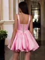 Glamorous Ball-Gown Straps Short/Mini Satin Dress