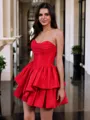 Hermosos A-line Sweetheart Cascading Ruffles Short/Mini Corset Dress