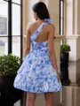 Graceful A-line Halter Cascading Ruffles Short/Mini Dress
