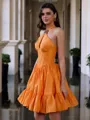 Breathtaking A-line Halter Rhinestone Short/Mini Taffeta Corset Dress