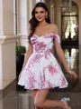 Gorgeous A-line Sweetheart 1/2 Sleeves Pleated Short/Mini Chiffon Corset Dress