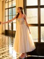 Striking A-line Straps Rhinestone Ankle-Length Corset Dress
