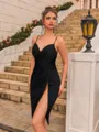 Stunning Sheath Jersey Pleated V-Neck Sleeveless Knee-Length Homecoming Dress