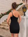 Classy Sheath Stretch Crepe One-Shoulder Sleeveless Short/Mini Homecoming Dress