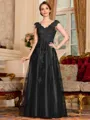 Regal A-Line Tulle Applique V-Neck Sleeveless Floor-Length Dresses