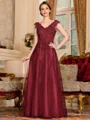 Regal A-Line Tulle Applique V-Neck Sleeveless Floor-Length Dresses