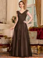 Regal A-Line Tulle Applique V-Neck Sleeveless Floor-Length Dresses