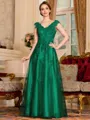 Regal A-Line Tulle Applique V-Neck Sleeveless Floor-Length Dresses