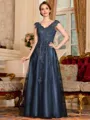 Regal A-Line Tulle Applique V-Neck Sleeveless Floor-Length Dresses