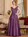 Regal A-Line Tulle Applique V-Neck Sleeveless Floor-Length Dresses