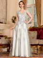 Regal A-Line Tulle Applique V-Neck Sleeveless Floor-Length Dresses