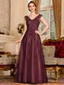 Regal A-Line Tulle Applique V-Neck Sleeveless Floor-Length Dresses