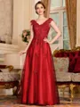 Regal A-Line Tulle Applique V-Neck Sleeveless Floor-Length Dresses