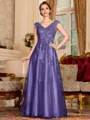 Regal A-Line Tulle Applique V-Neck Sleeveless Floor-Length Dresses