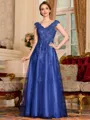 Regal A-Line Tulle Applique V-Neck Sleeveless Floor-Length Dresses