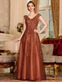 Regal A-Line Tulle Applique V-Neck Sleeveless Floor-Length Dresses