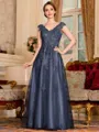 Regal A-Line Tulle Applique V-Neck Sleeveless Floor-Length Dresses