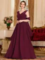 Stylish A-Line Chiffon Applique V-Neck Sleeveless Floor-Length Mother of the Bride Dress