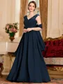 Stylish A-Line Chiffon Applique V-Neck Sleeveless Floor-Length Mother of the Bride Dress