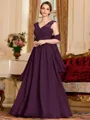 Stylish A-Line Chiffon Applique V-Neck Sleeveless Floor-Length Mother of the Bride Dress