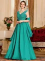 Stylish A-Line Chiffon Applique V-Neck Sleeveless Floor-Length Mother of the Bride Dress