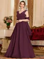 Stylish A-Line Chiffon Applique V-Neck Sleeveless Floor-Length Mother of the Bride Dress