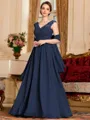 Stylish A-Line Chiffon Applique V-Neck Sleeveless Floor-Length Mother of the Bride Dress