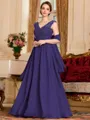Stylish A-Line Chiffon Applique V-Neck Sleeveless Floor-Length Mother of the Bride Dress