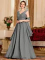 Stylish A-Line Chiffon Applique V-Neck Sleeveless Floor-Length Mother of the Bride Dress