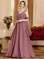 Stylish A-Line Chiffon Applique V-Neck Sleeveless Floor-Length Mother of the Bride Dress