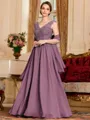 Stylish A-Line Chiffon Applique V-Neck Sleeveless Floor-Length Mother of the Bride Dress