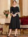 Impeccable A-Line Chiffon Lace Scoop 1/2 Sleeves Tea-Length Mother of the Bride Dress