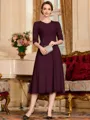 Impeccable A-Line Chiffon Lace Scoop 1/2 Sleeves Tea-Length Mother of the Bride Dress