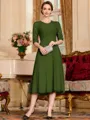 Impeccable A-Line Chiffon Lace Scoop 1/2 Sleeves Tea-Length Mother of the Bride Dress