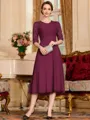 Impeccable A-Line Chiffon Lace Scoop 1/2 Sleeves Tea-Length Mother of the Bride Dress