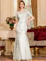 Gracious A-Line Tulle Ruched Bateau Short Sleeves Floor-Length Mother of the Bride Dress