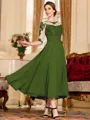 Stunning A-Line Chiffon Lace Scoop 3/4 Sleeves Tea-Length Mother of the Bride Dress