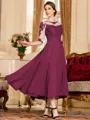 Stunning A-Line Chiffon Lace Scoop 3/4 Sleeves Tea-Length Mother of the Bride Dress