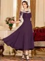 Stunning A-Line Chiffon Lace Scoop 3/4 Sleeves Tea-Length Mother of the Bride Dress