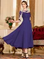 Stunning A-Line Chiffon Lace Scoop 3/4 Sleeves Tea-Length Mother of the Bride Dress