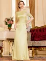 Flattering Sheath 30D Chiffon Ruched Scoop Short Sleeves Floor-Length Mother of the Bride Dress