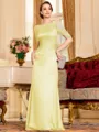 Flattering Sheath 30D Chiffon Ruched Scoop Short Sleeves Floor-Length Mother of the Bride Dress