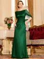 Flattering Sheath 30D Chiffon Ruched Scoop Short Sleeves Floor-Length Mother of the Bride Dress