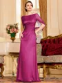 Flattering Sheath 30D Chiffon Ruched Scoop Short Sleeves Floor-Length Mother of the Bride Dress