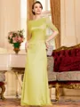 Flattering Sheath 30D Chiffon Ruched Scoop Short Sleeves Floor-Length Mother of the Bride Dress